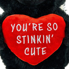 Small Skunk Plush, Black, White, and Red, 10", Valentine's Day by Way To Celebrate
