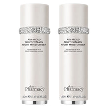 Night moisturizer bottles, white with silver sparkling collar and pump top, 2-pack