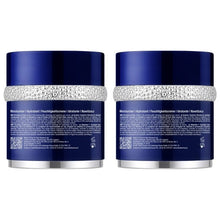 Marine collagen night moisturizer jars, back label view, blue lids, 2-pack