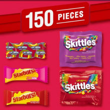 Candy assortment with 150 pieces label, Life Savers and Skittles/Starburst packs