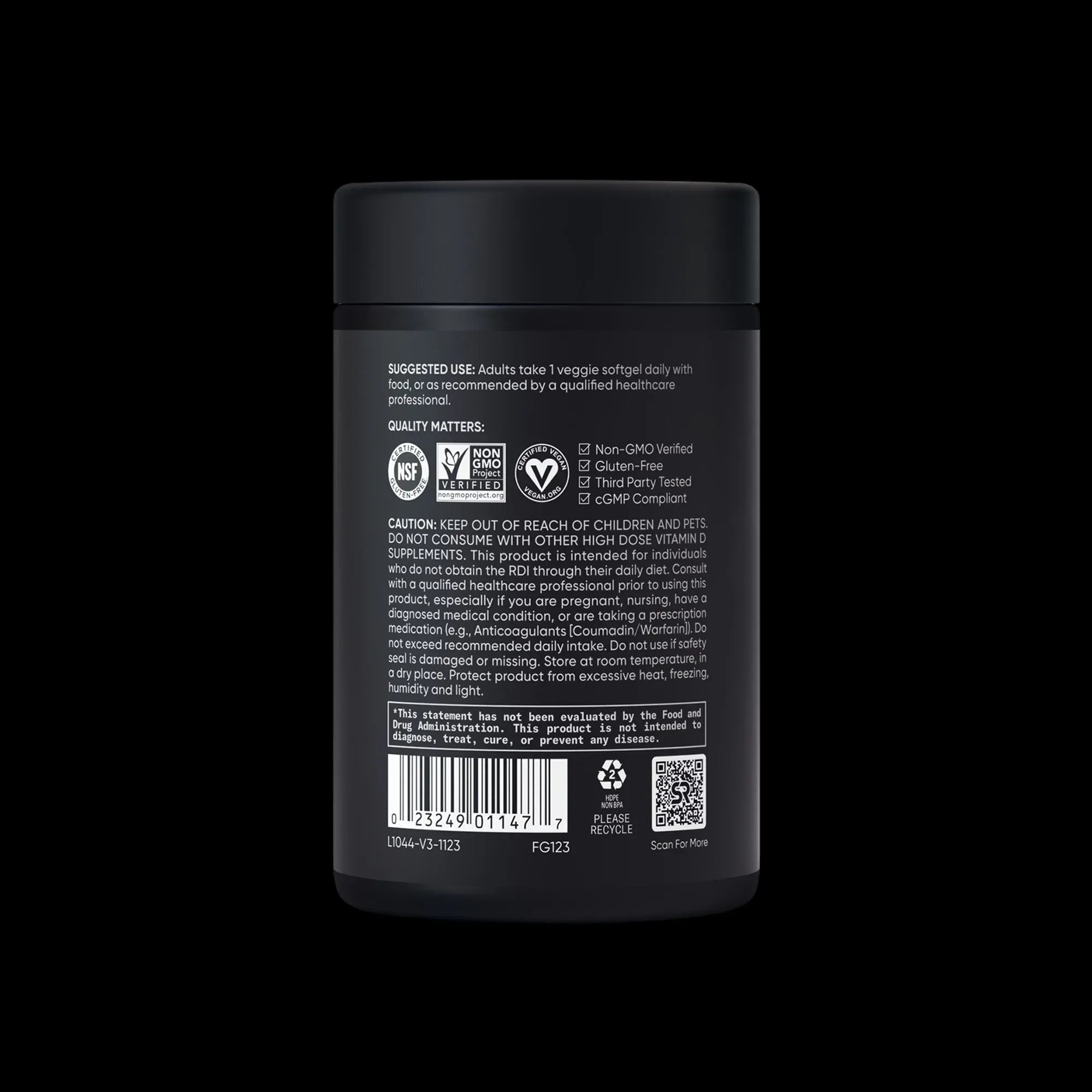 Vitamin D3 + K2, 125 MCG  (5000 IU) D3 / 100 MCG K2 / 30 Plantgel™ Capsules