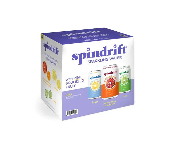 Spindrift Assorted Blood Orange Tangerine, Lemon and Lime Sparkling Water, 2 oz. 24 cans