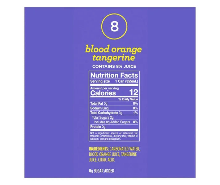 Spindrift Assorted Blood Orange Tangerine, Lemon and Lime Sparkling Water, 2 oz. 24 cans