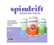Spindrift sparkling water 24-pack assorted fruit cans: lemon, lime, blood orange, tangerine
