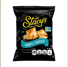 Simply Naked pita chips bag, black package with blue label and baked logo