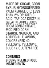 Ingredients statement panel for Starburst chewy candy marked gluten-free and contains bioengineered food