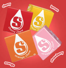 Assorted Starburst chew wrapped candy bars in cherry, lemon, orange, and strawberry