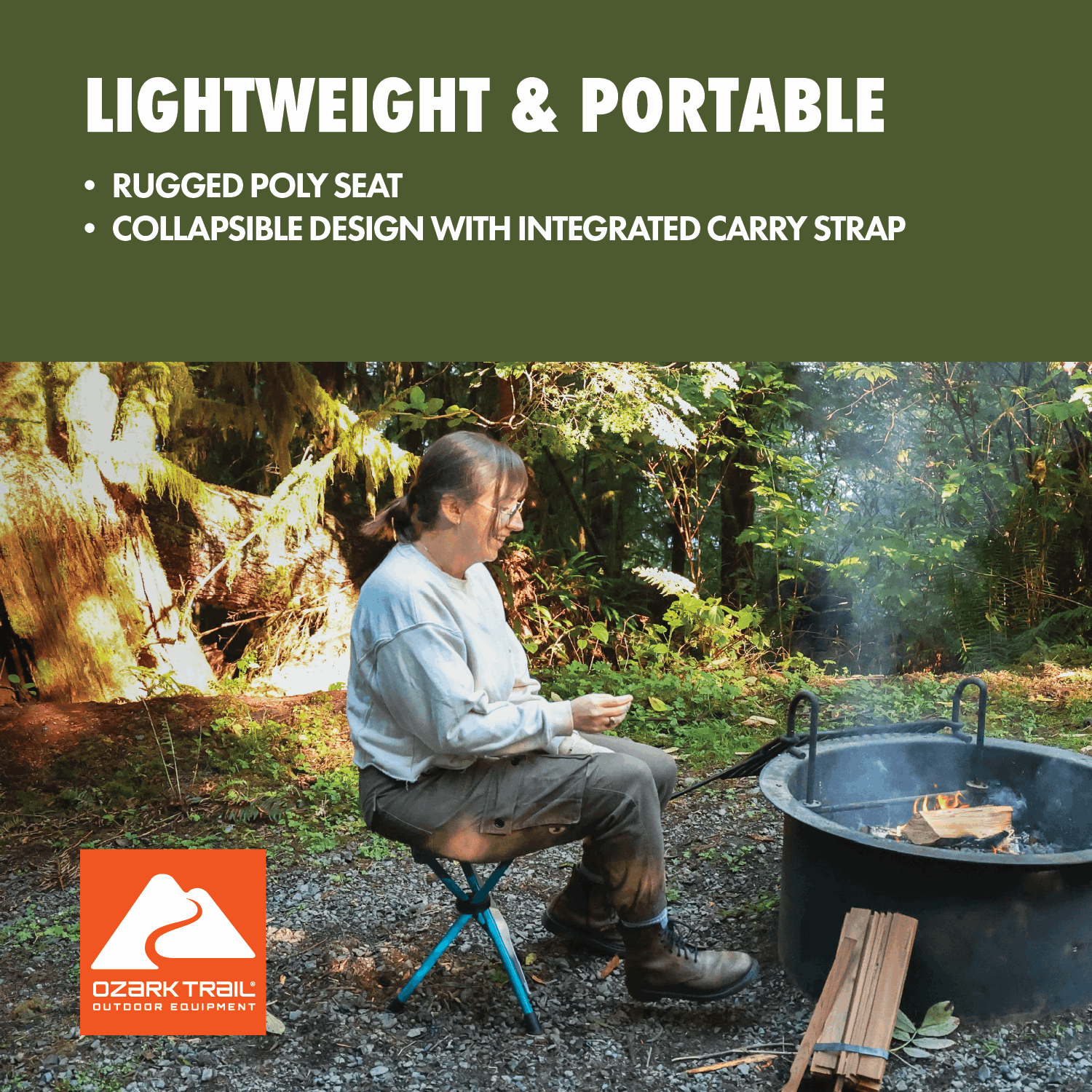 Ozark Trail Steel and Polyester Lightweight Camping Stool