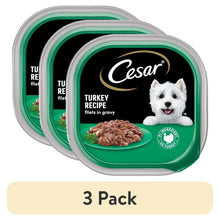 Cesar turkey recipe dog food 3-pack trays, green gravy fillets in sealed cups