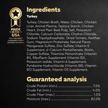 Cesar turkey recipe dog food ingredients and guaranteed analysis label panel