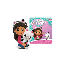 Audio toy figurine of a girl hugging a white cat, pictured with product packaging