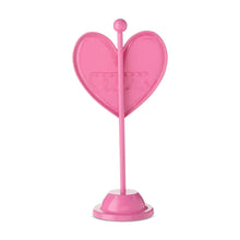 Pink heart tabletop sign with stand base, front heart view