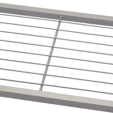 Metal shoe rack slats on the middle shelf