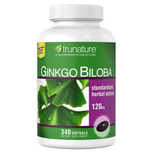 trunature Ginkgo Biloba supplement bottle with white cap, 340 softgels