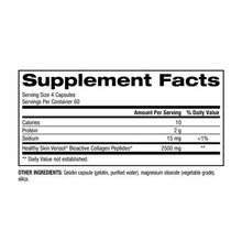 Supplement Facts panel for Verisol bioactive collagen peptide supplement