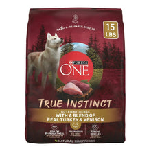 Purina ONE True Instinct dry dog food bag, 15 lb, turkey and venison