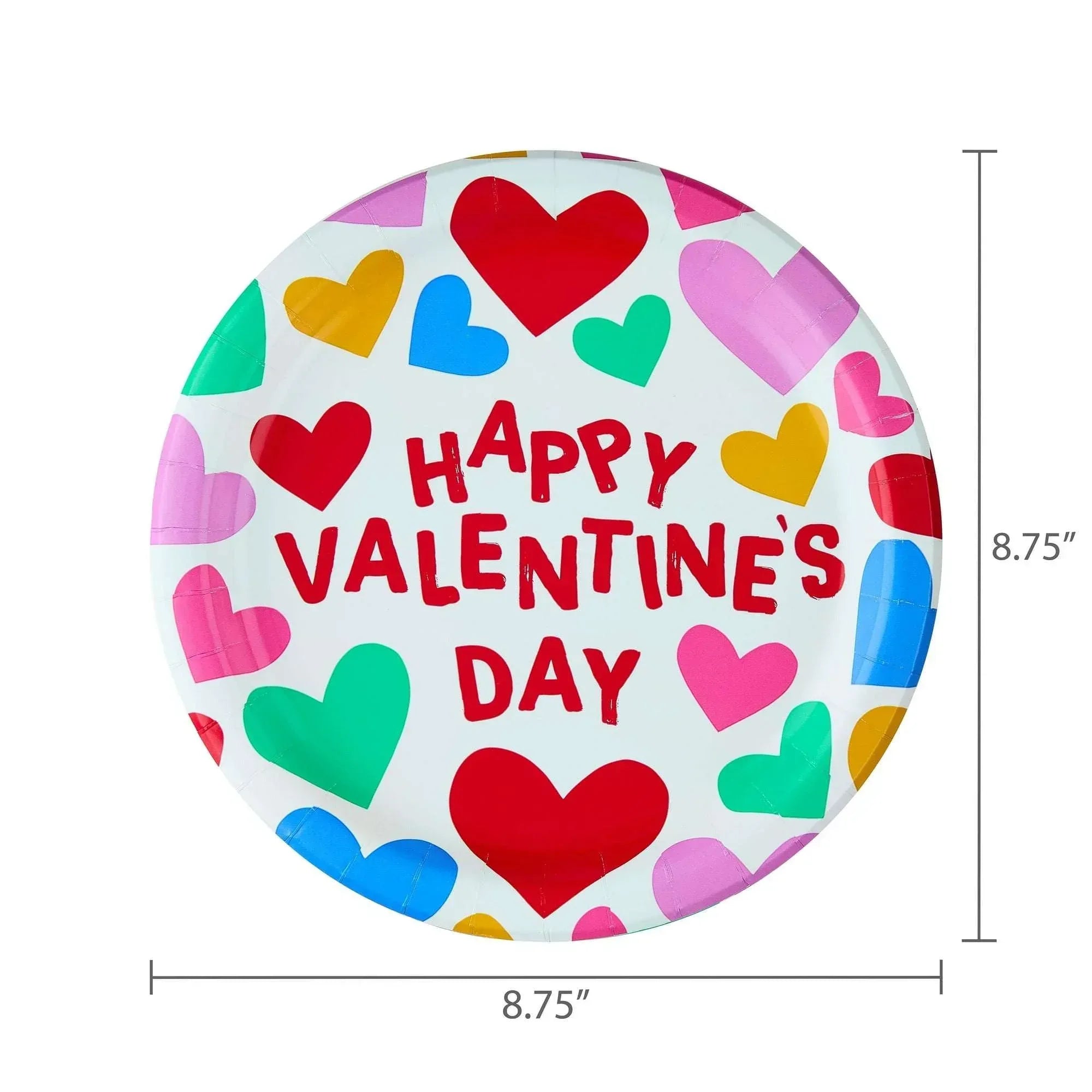 Disposable Paper Plates, 9", Multicolor Hearts, 20 Count, Valentine's Day by Way To Celebrate