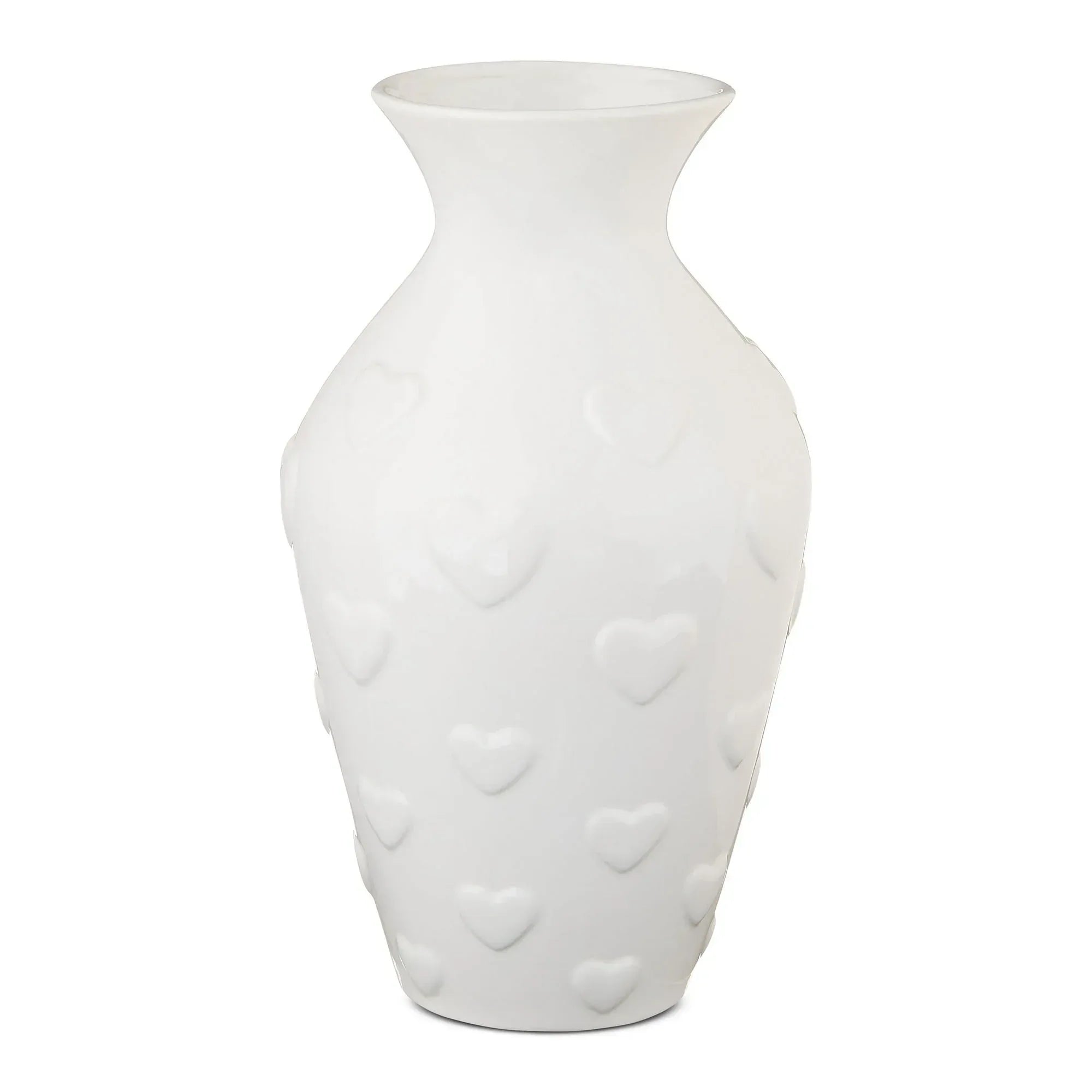 Ceramic Valentine's Day Heart Vase, White, 12", by My Texas House