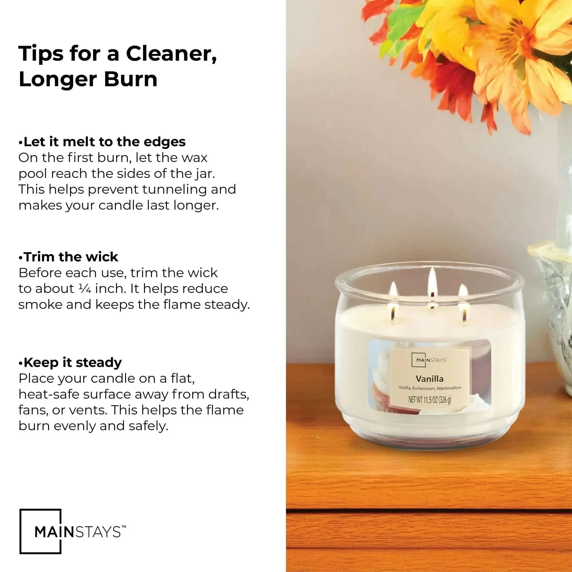 Mainstays 3-Wick Scented Glass Jar Candle, 11.5oz.