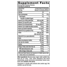 Supplement Facts label for gummy vitamins, serving size 2 gummies