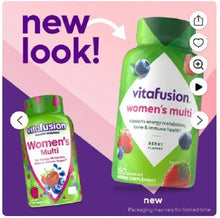 vitafusion women's multi berry gummy bottle and smaller package, new look design
