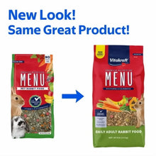 Vitakraft Menu rabbit food packaging new look comparison showing two front bags