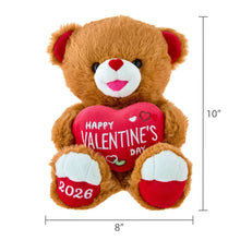 Tan teddy bear, 10 in, with Happy Valentine’s Day heart on chest.