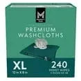 Adult washcloths XL 240 count box, teal packaging with large white XL label and size