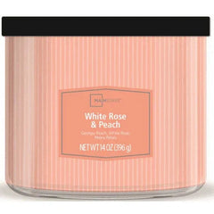 Mainstays 3-Wick Textured Wrap White Rose and Peach Candle, 14 oz