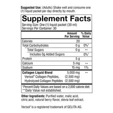 Supplement Facts label for youtheory Collagen Liquid, berry flavor.