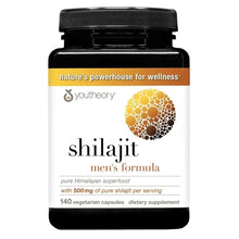 youtheory Shilajit men's formula supplement bottle with black cap and orange label