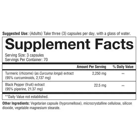 youtheory Turmeric Healthy Inflammation Support 2250 mg, 210 Vegetarian Capsules